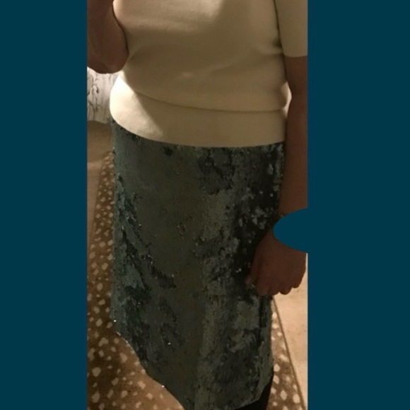 EUC Vince Camuto Sz 8 aquamarine sequin pencil skirt (worn 1 time) - Picture 10 of 10